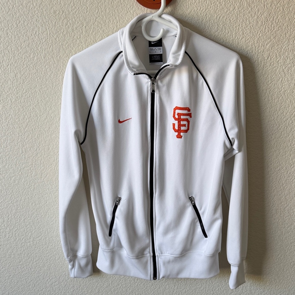 Nike White Bomber Jacket with Orange SF Accents